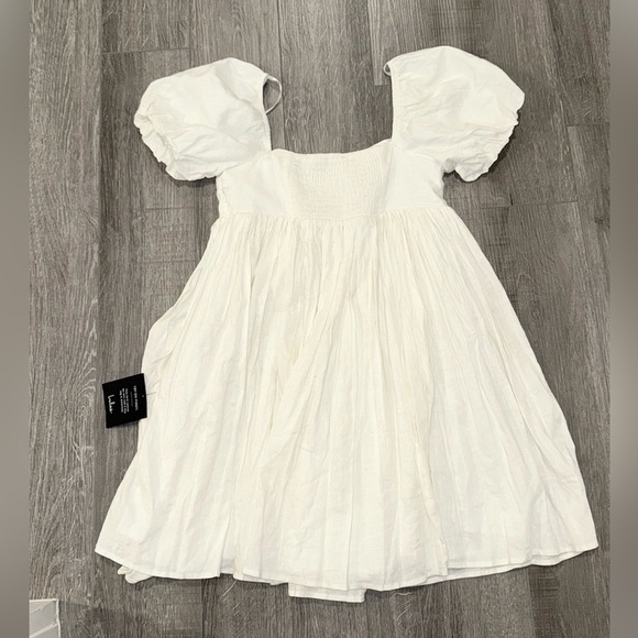 Lulus Uniquely Sweet Off White Puff Sleeve Babydoll Dress | Size S | NWT - Picture 3 of 14